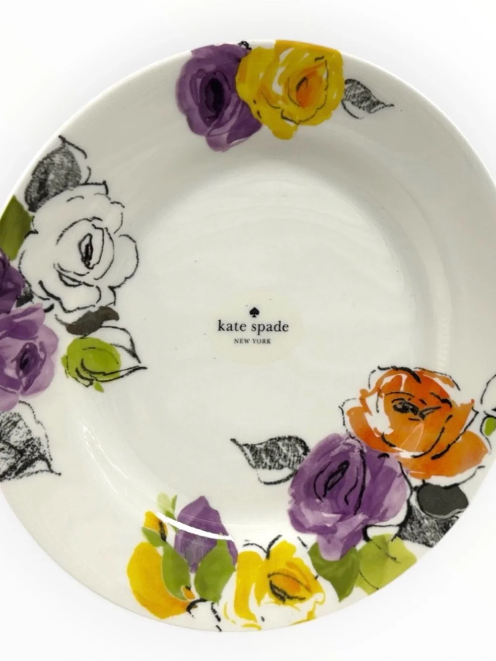 Kate Spade New York Charcoal Floral Dinner Plates Set of 2 Lenox 11.5”